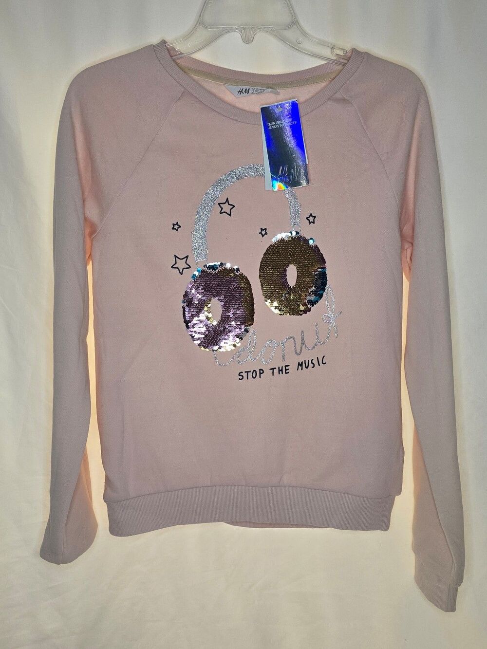 H&M Pink Sweatshirt Don't Stop The Music Size US 14yrs+ NWT